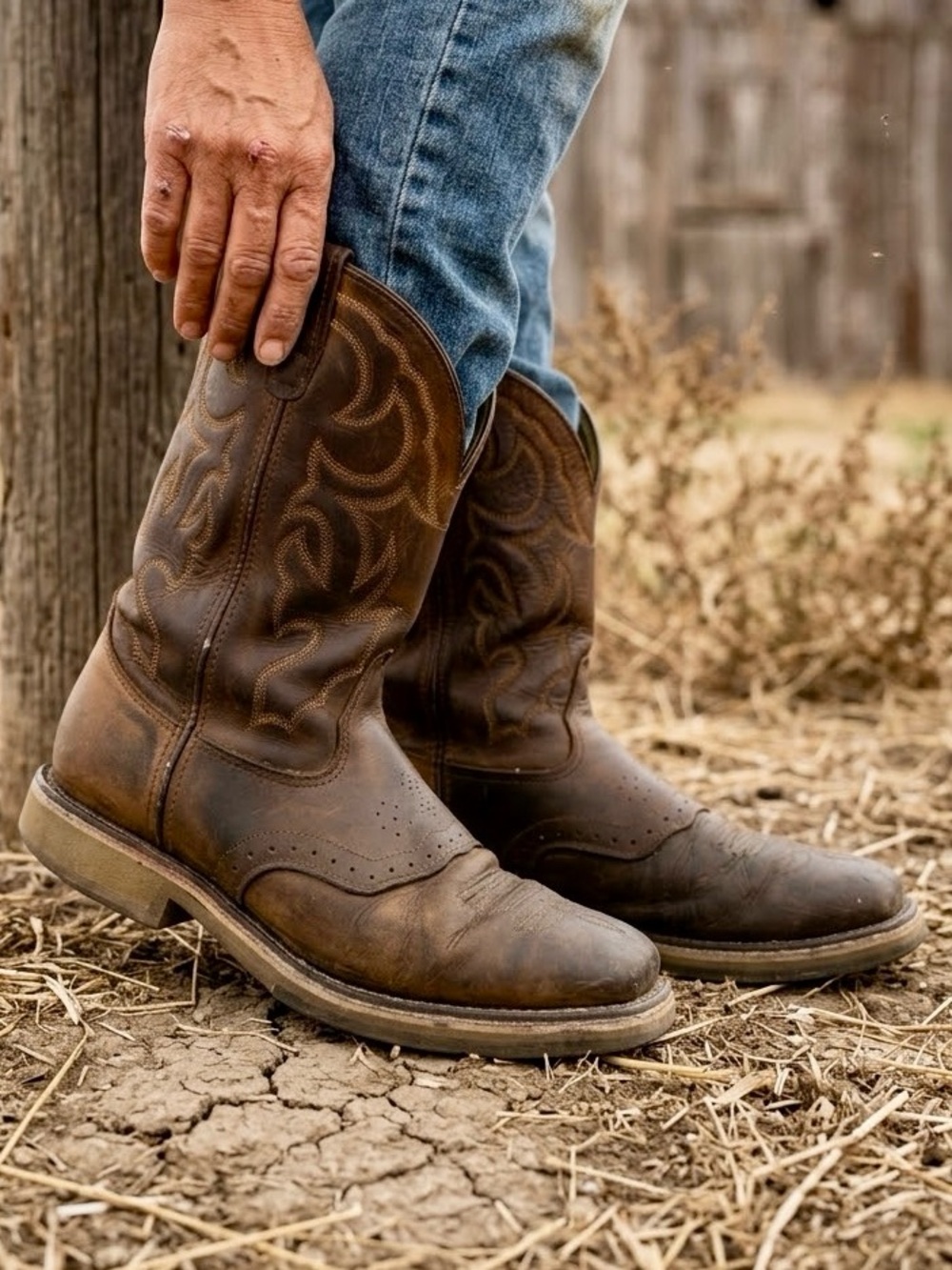 Double-H Mens 10.5 D Brown Leather Steel Toe Western Work Boots DH3567 Made USA